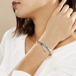 Bracelet Jonc Solitaae Argent Blanc -Fanny Boutique FABFBW0484 model0