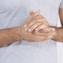 Bracelet Carrus Maille Grain De Cafe Argent Blanc -Fanny Boutique FABHBW0233 model1