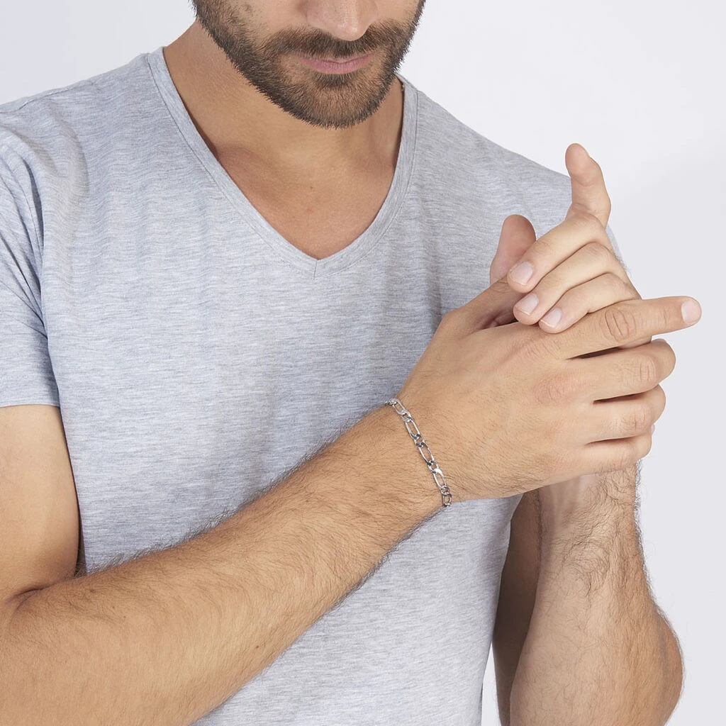 Bracelet Anilo Maille Alternee 1/1 Argent Blanc 6 Bracelet Anilo Maille Alternee 1/1 Argent Blanc – Image 4