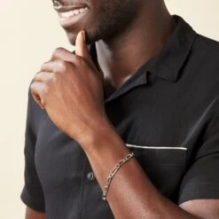 Bracelet Anilo Maille Alternee 1/1 Argent Blanc 13 Bracelet Anilo Maille Alternee 1/1 Argent Blanc -Fanny Boutique FABHBW0235 model2