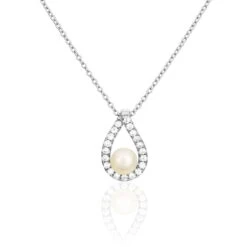 Collier Sohaliaae Argent Blanc Perle De Culture Et Oxyde De Zirconium