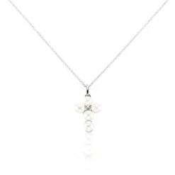 Collier Argent Blanc Burt Perles De Culture Oxydes De Zirconium