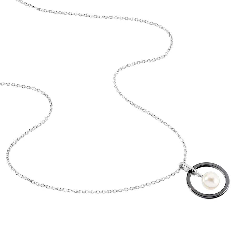 Collier Argent Blanc Céramique Et Perle De Culture 4 Collier Argent Blanc Céramique Et Perle De Culture – Image 2