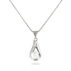 Collier Marie-magdeleine Argent Perle D'imitation Et Oxyde