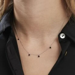 Collier Callias Argent Blanc Oxyde De Zirconium Noir -Fanny Boutique FACFBZN092 model1