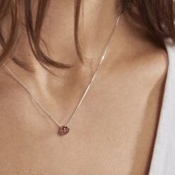 Collier Dwight Argent Blanc Oxyde De Zirconium Rouge -Fanny Boutique FACFBZR044 model1