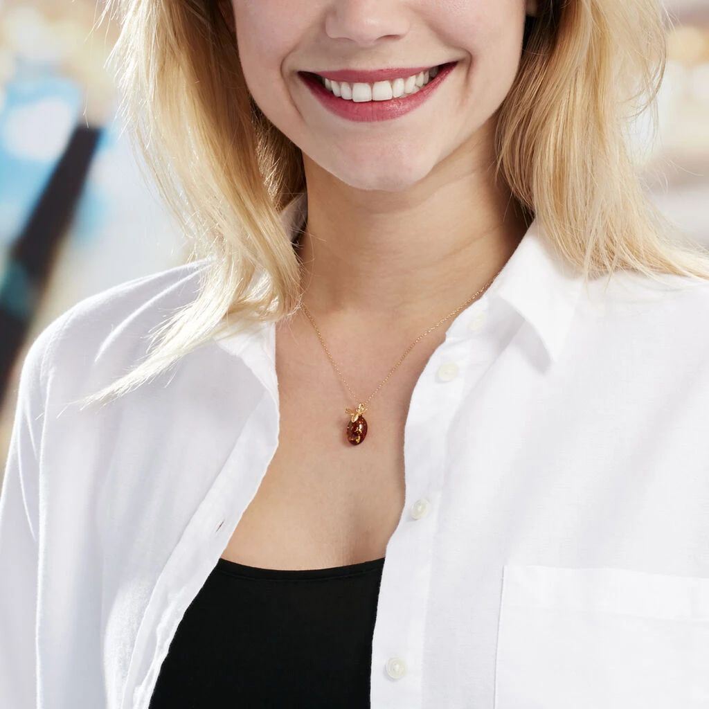 Collier Argent Doré Lyla Ambre 5 Collier Argent Doré Lyla Ambre – Image 3