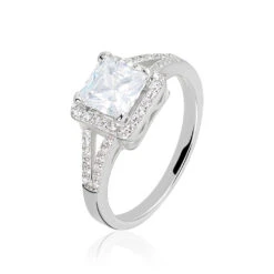 Bague Solitaire Wilona Argent Blanc Oxyde De Zirconium