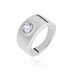 Bague Solitaire Electre Argent Blanc Oxyde De Zirconium