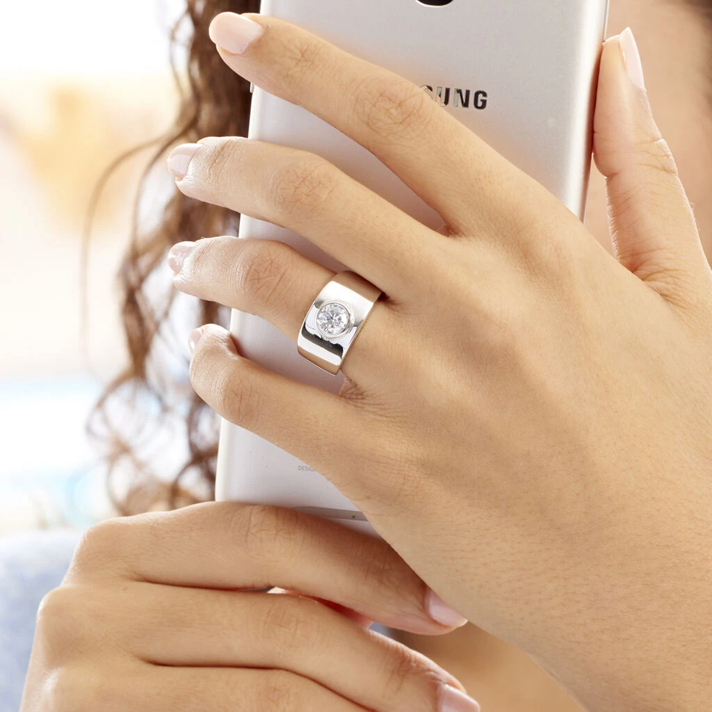 Bague Solitaire Electre Argent Blanc Oxyde De Zirconium 6 Bague Solitaire Electre Argent Blanc Oxyde De Zirconium – Image 5