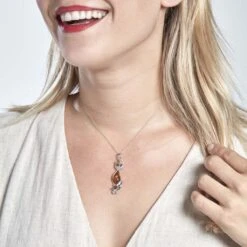 Pendentif Argent Blanc Claire-anne Ambre -Fanny Boutique FAPFBIV005 model0
