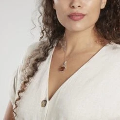 Pendentif Argent Blanc Benoite Ambre 8 Pendentif Argent Blanc Benoite Ambre -Fanny Boutique FAPFBIY152 model0