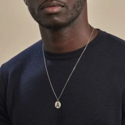 Pendentif Elio A Argent Blanc -Fanny Boutique FAPMBW0808 model1