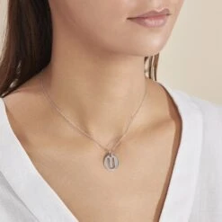 Pendentif Elio U Argent Blanc -Fanny Boutique FAPMBW0822 model2