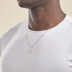 Pendentif Elio U Argent Blanc -Fanny Boutique FAPMBW0822 model3