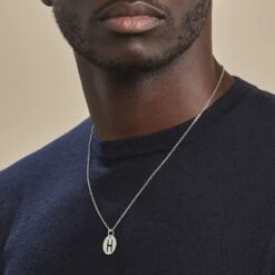 Pendentif Elio H Argent Blanc 9 Pendentif Elio H Argent Blanc -Fanny Boutique FAPMBW0833 model1