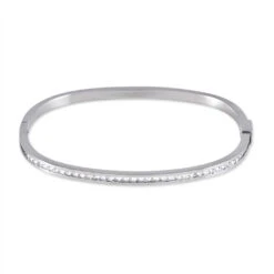 Bracelet Jonc Nagnouma Acier Blanc Oxyde De Zirconium