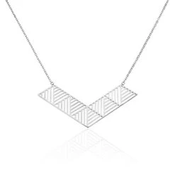 Collier Plastron Abby Acier Blanc