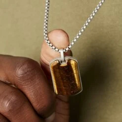 Collier Acier Vieillit Hakan œil De Tigre 8 Collier Acier Vieillit Hakan œil De Tigre -Fanny Boutique FICHGQM001 model1