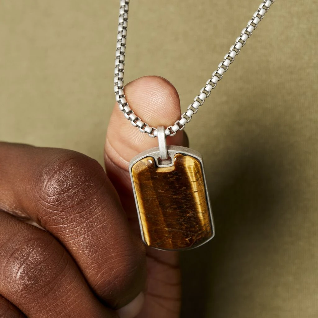 Collier Acier Vieillit Hakan œil De Tigre 5 Collier Acier Vieillit Hakan œil De Tigre – Image 3