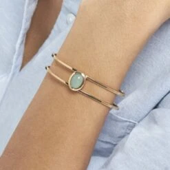 Bracelet Jonc Veina Plaqué Or Jaune Aventurine -Fanny Boutique FQBFJAV002 model1