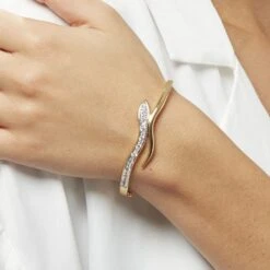 Bracelet Jonc Reyyanae Plaqué Or Jaune Oxyde De Zirconium -Fanny Boutique FQBFJZW169 model1