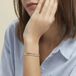 Bracelet Jonc Zoila Plaqué Or Pierre De Synthese Et Oxyde -Fanny Boutique FQBFJZW278 model0