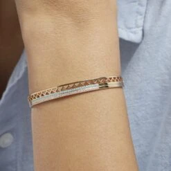 Bracelet Jonc Zoila Plaqué Or Pierre De Synthese Et Oxyde -Fanny Boutique FQBFJZW278 model1