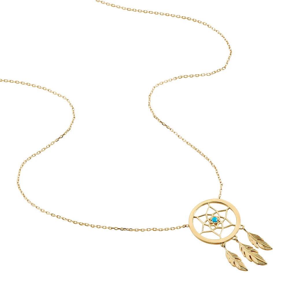 Collier Attrape Reves Plaque Or Jaune Pierre De Synthese 4 Collier Attrape Reves Plaque Or Jaune Pierre De Synthese – Image 2