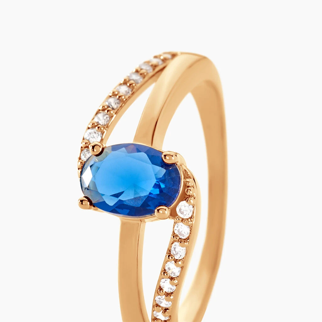 Bague Tyana Plaqué Or Jaune Pierre De Synthese Et Oxyde De Zirconium 4 Bague Tyana Plaqué Or Jaune Pierre De Synthese Et Oxyde De Zirconium – Image 2