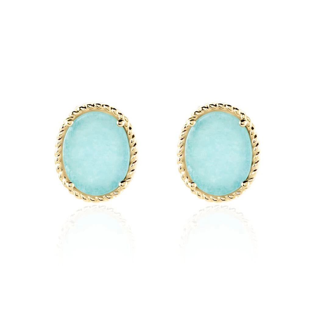 Boucles D'oreilles Puces Leeve Plaqué Or Jaune Amazonite Oxyde 3 Boucles D'oreilles Puces Leeve Plaqué Or Jaune Amazonite Oxyde