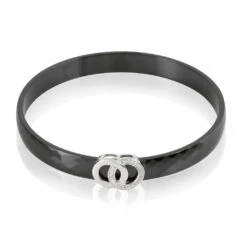 Bracelet Jonc Argent Blanc Oxyde De Zirconium Et Céramique